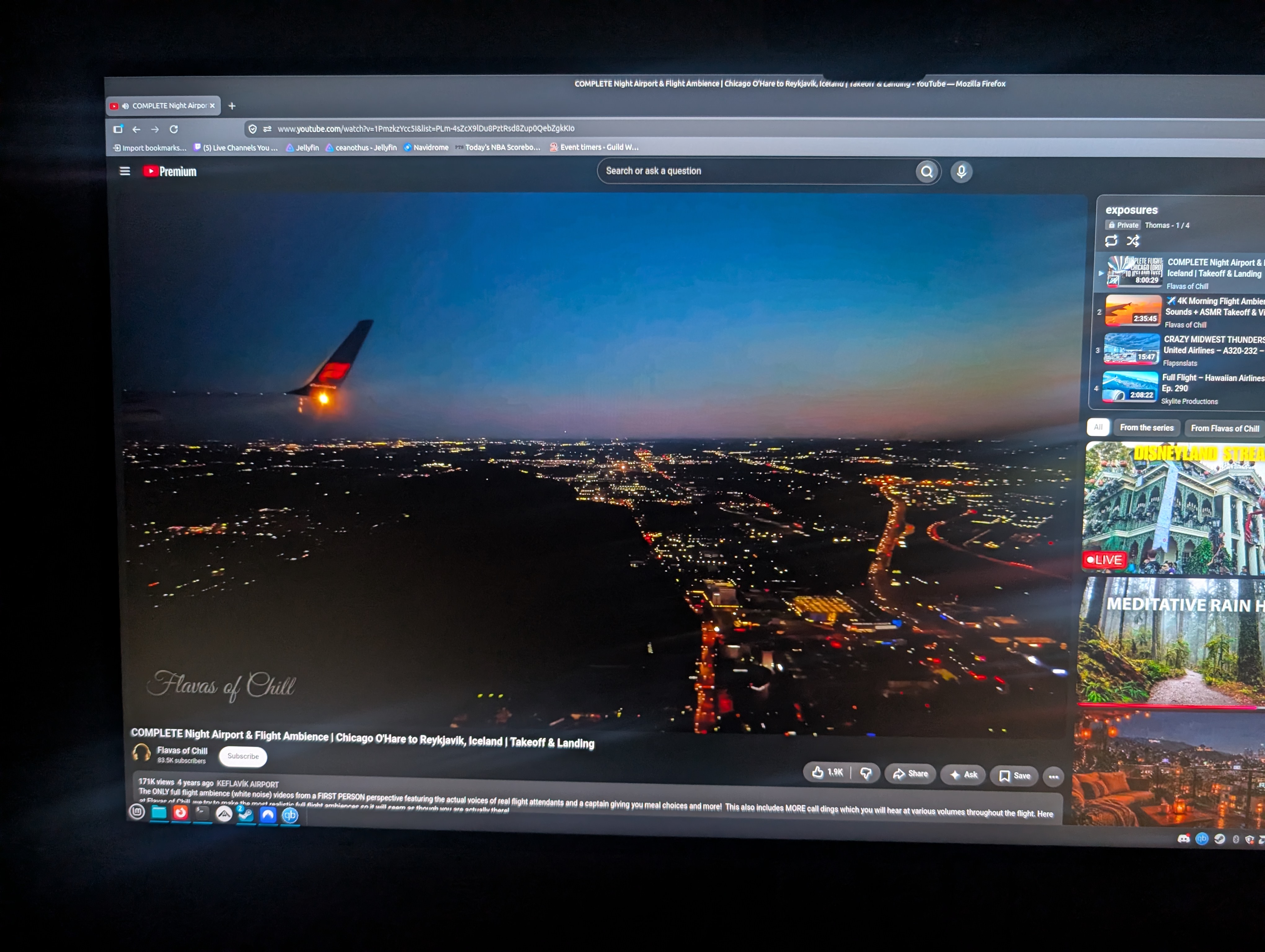 Photo of a YouTube video of a plane takeoff