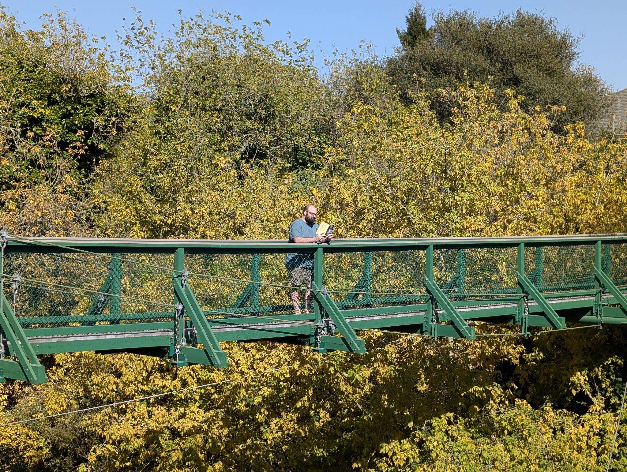 Reading Moby-Dick on the swinging bridge