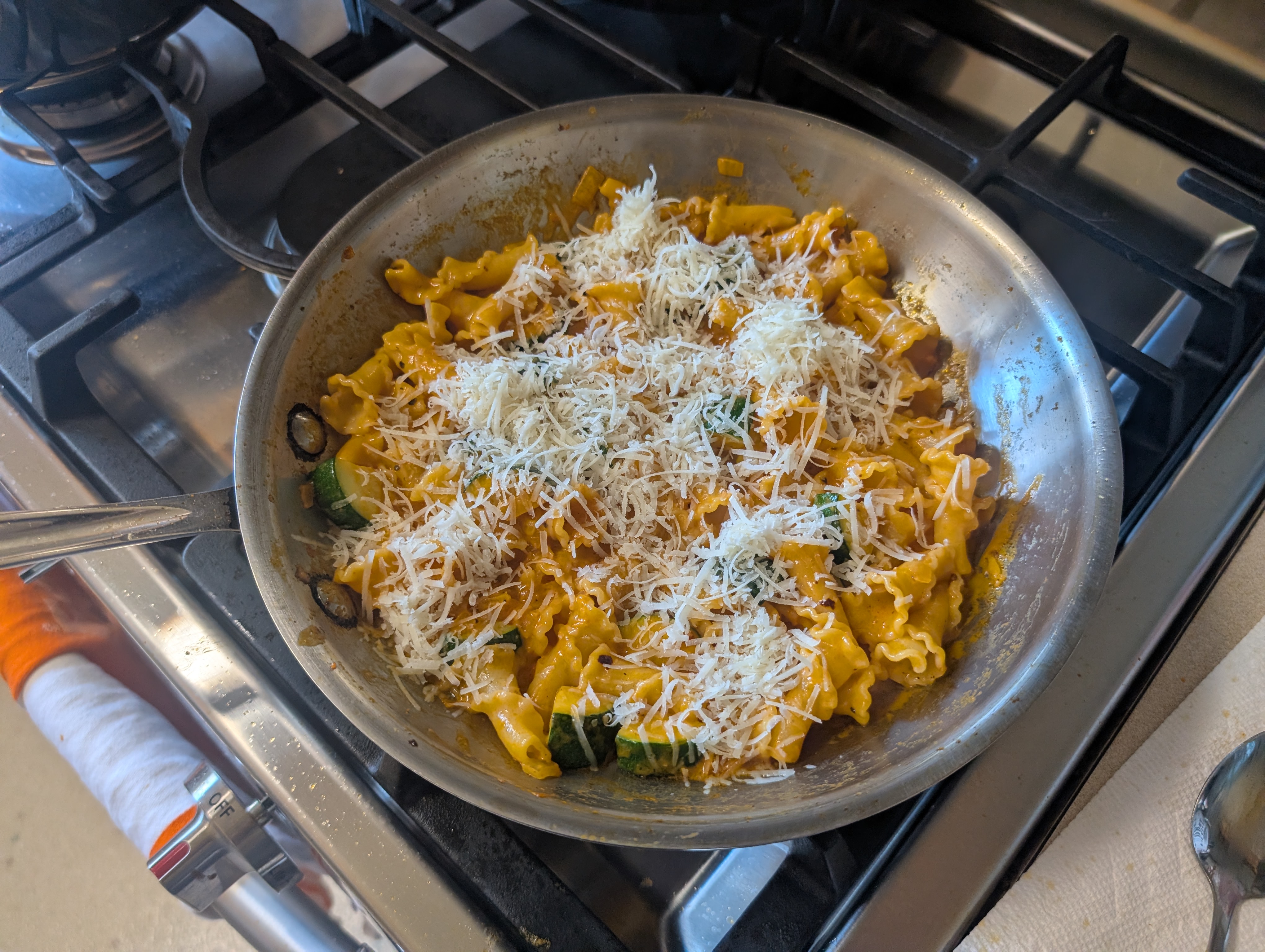 Adding the parmesan